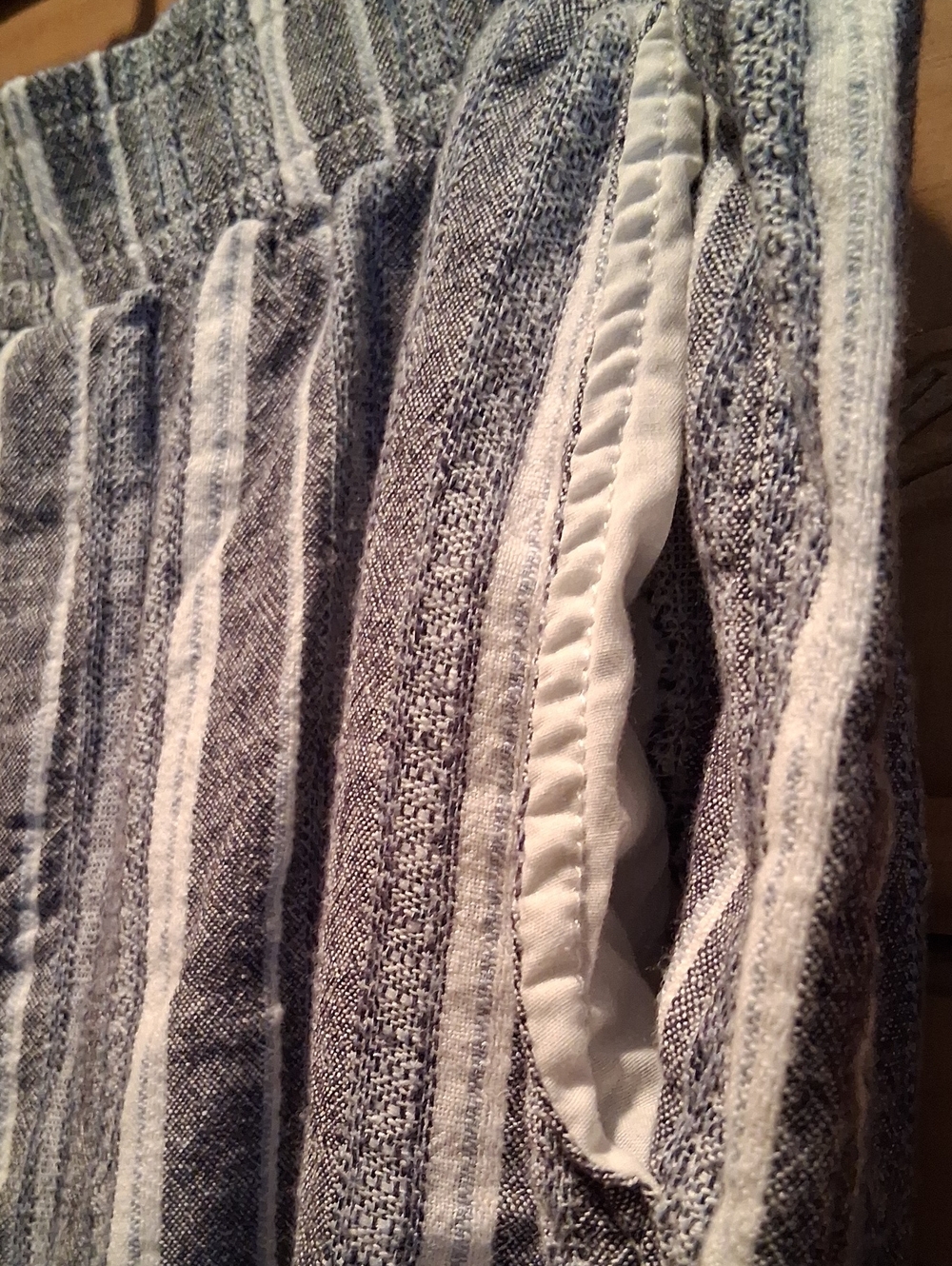 Briggs Women's Linen Blend Wide Leg Pull On Pants, Blue & White Stripe, Size XL - Picture 3 of 5
